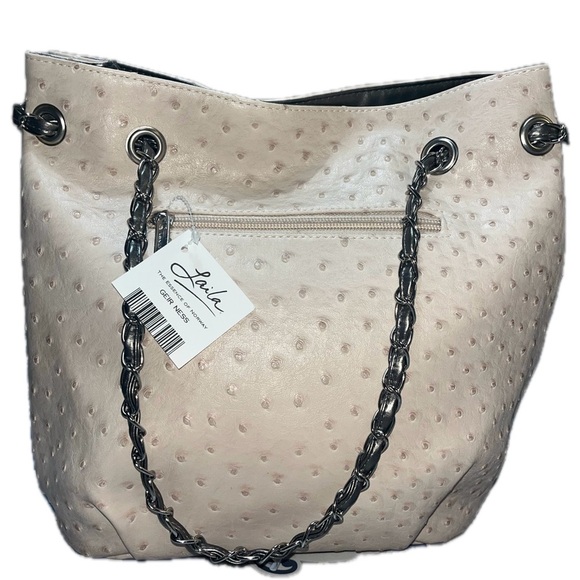 Laila Bags From Disney World Reversible Blush Ostrich/Silver-Gray Metallic Bag - Picture 8 of 9